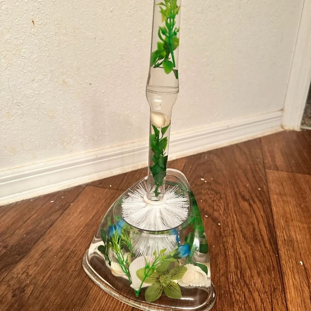 Decorative Toilet Brush with Green and White Accents